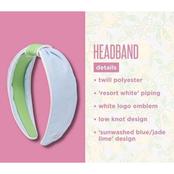 Lilly Pulitzer Low Knot Headband Bluette Jade Lime main image 6